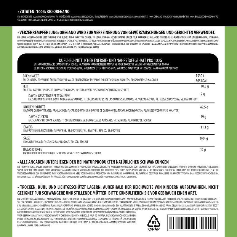 Organic oregano ruined (500 g), oregano from controlled organic cultivation,