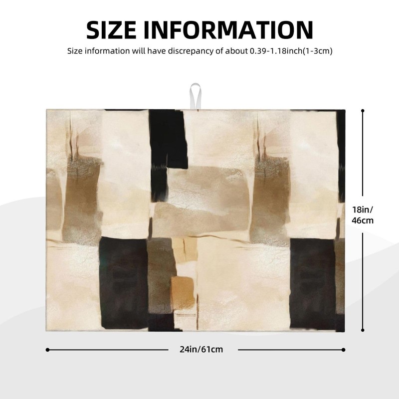 SUMNEESHA Oil Painting Abstract Dish Drying Mat Black White Brown