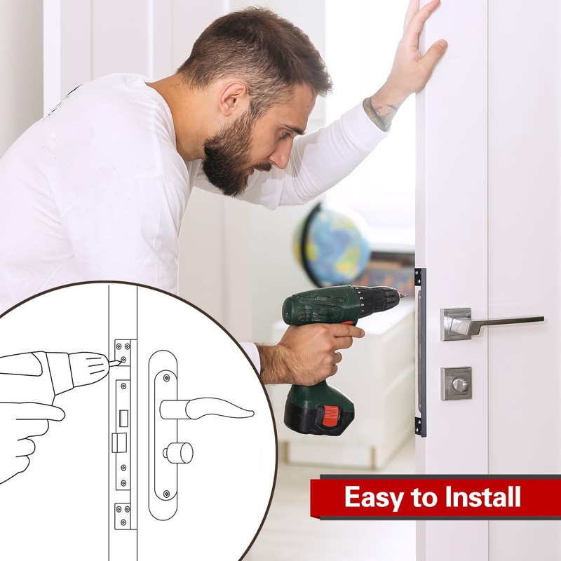 Door Latch Guard Home Security Door Lock Plate, Outswing Door