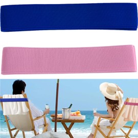 2 Pack Towel Bands for Sun Loungers,Sunbed Towel Bands,Elastic Beach Towel Holder,Towel Chair Clips,Beach Towel Bands,Beach Accessories for Pool, Cruise Chairs and Beach Chair (Pink,Blue)