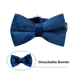 Dog Collar with Bow Tie，Adjustable Velvet Pet Collar for Dogs with Metal Buckle and Stylish Detachable Bow Tie for Small Medium or Large Boy and Girl Dogs and Cats, Neck 13.0-20.5 Inches