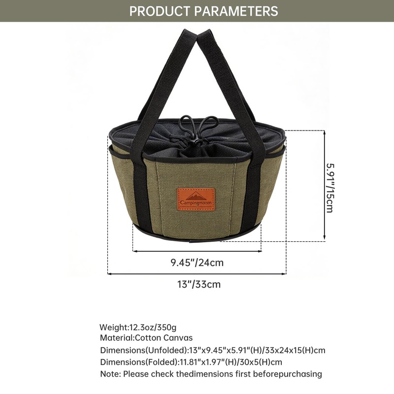 Campingmoon 10 In Dutch Oven Bag, Heavy Duty Canvas Camping