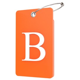 Gostwo 2 Pack Luggage Tags for Suitcases, 26 Initial Letter Travel Luggage Baggage Identification Labels ID Tag Fully Bendable Tags with Stainless Steel Loop (Orange) (Letter B)