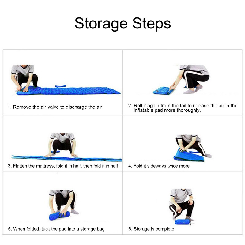 Camping Sleeping Pad Mat Foot Press Inflatable Cushion Mattress for