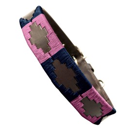 Carlos Diaz Genuine Leather Waxed Embroidered Polo Dog Collar L