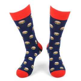 Urban Peacock Men's Novelty Fun Dress Socks (Cheeseburgers - Navy, 1 Pair)