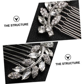 OHPHCALL 1pc Fashion Rhinestone Hairpin Alloy Leaf Hair Comb Headwear Hair Accessory