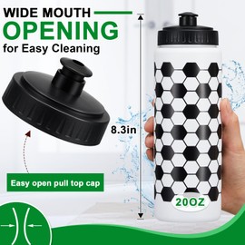 Yaomiao 2 Pcs Soccer Water Bottle for Boys 20 oz Soccer Accessories Water Bottle Reusable BPA Free Squeeze Water Bottles Soccer Stuff for Boys Girls School Sports Party Gifts