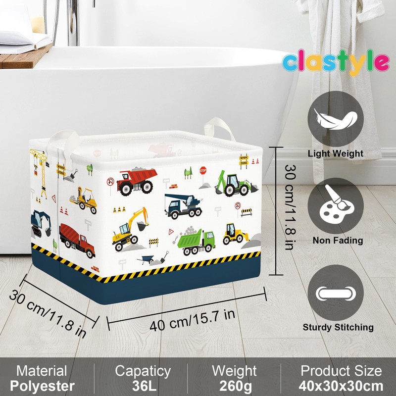 Clastyle Cartoon Construction Truck Shelf Basket Nursery Boy Room Car