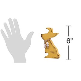 Rustic Yellow Distressed Wooden Rabbit Figurine