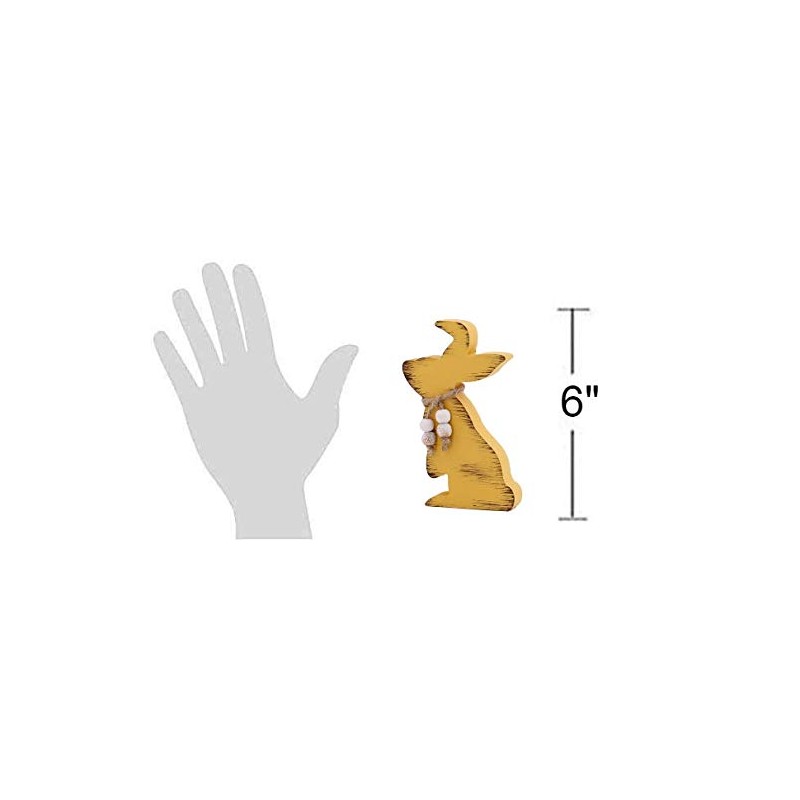 Rustic Yellow Distressed Wooden Rabbit Figurine