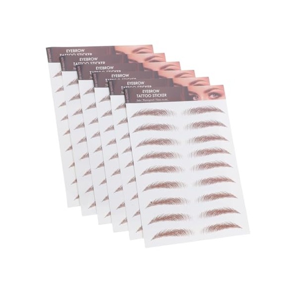 6sheets Realistic Eyebrow Stickers Water Transfer Tattoo Brows Temporary Makeup