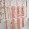Macrame Wall Hanging with Plush Toy Storage Pockets, Pink