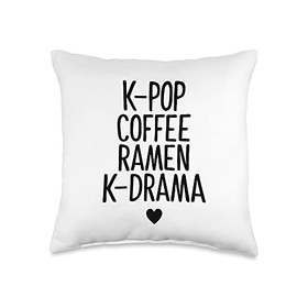 K Drama Cute K Pop Coffee Ramen K-Drama Throw Pillow
