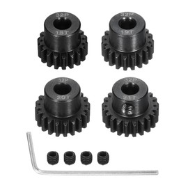 Rebower 4Pcs 32P Steel Pinion Gear Set 18T 19T 20T 21T for 5mm Shaft Hardened Steel Pinion Gear with Screws and Hexagonal Wrench for RC