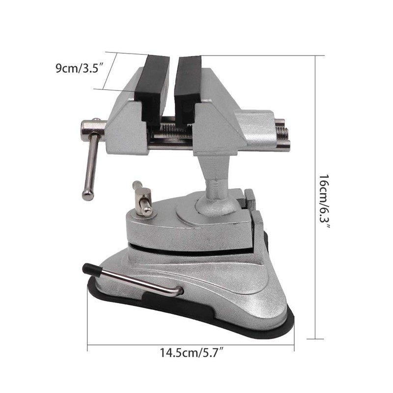 Mini Vacuum Base Vise Portable with 360°Swiveling Head and Powerful