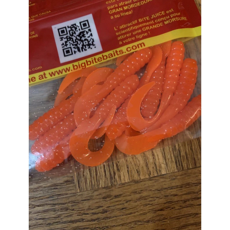 Big Bite Baits Curl Tail Grub Orange