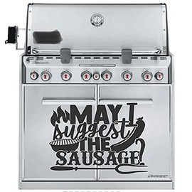 May I Suggest The Sausage Grill Decal Grilling Sticker for Smoker Cooking Grill Vinyl Wall Decal BBQ Food Grill Menu Bar Stickers Mural (6"W x 5.14"H inches, Black)