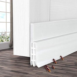 Ohuhu Door Draft Stopper - Under Doors Bottom Seal Strip Sweep Blocker Gap Filler - Flexible Noise Insulation Draft Stoppers for Garage Exterior and Interior Doors 39"L x2"W(White 1 pack)