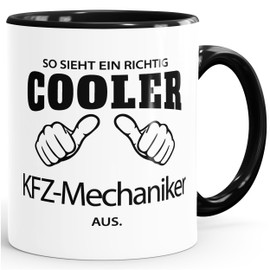 So sieht ein richtig ein richtig cooler KFZ-Mechaniker aus Tasse Berufufe MoonWorks® Black One Size
