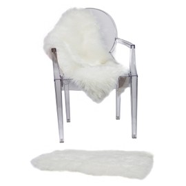 CUSHIMAX Luxurious Faux Sheepskin Rugs Chair Cover Seat Cushion Pad Area Rug for Bedroom, Living Room, Armchair, Couch & Car Seat, A Luxury Home décor, Easy to Clean, 2 x 3 Feet, White