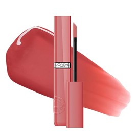 L'Oréal Paris Infallible Laque Resistance, Labial Líquido con Acabado Brillante, Brillo Instantáneo y Color de Larga Duración Hasta por 16h, Tono Le Nu Rose 600