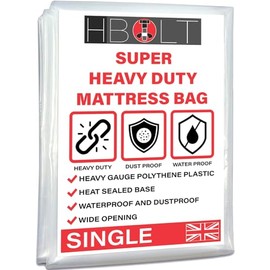 H-BOLT Heavy Duty, Reusable and Protective Mattress Storage Bag - Ideal for Storage and Transportation (Single, 400g Polyethylene)