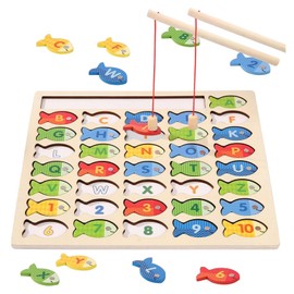 Fishing Game from 2 Years, Wooden Toy from 1 Year, Fishing Game Magnet, with Two Fishing, Montessori Toy from 1 Year, Fishing Gift for Girls and Boys
