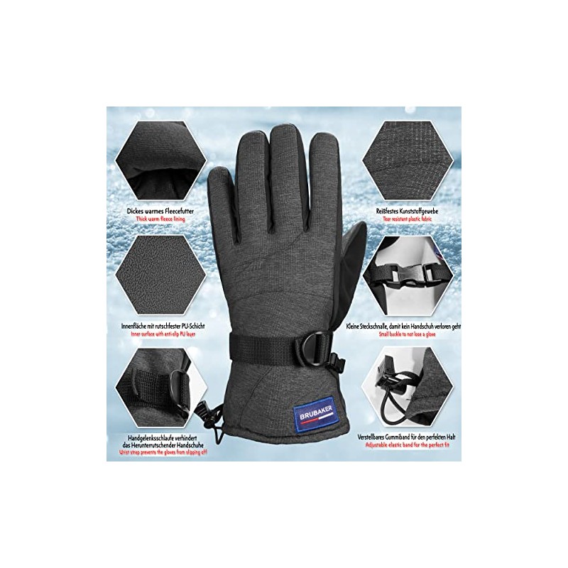 Brubaker Winter Gloves Waterproof and Windproof – Men's and Women's