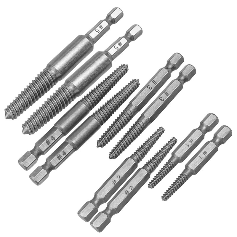 Treki Screw Extractor Drill Bit Set，10pcs 1/4" Hex Shank Easy