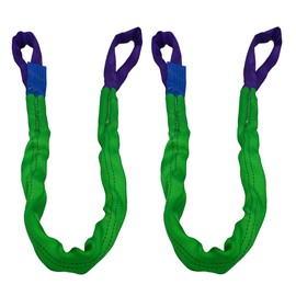 YUZENET 2" x 5' Lifting Slings Straps Polyester Heavy Duty Web Slings 4400 Lbs Vertical, 3520 Lbs Choker, 8800 Lbs Basket 2-Pack (Green/Purple)
