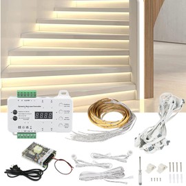 Indoor Stair Light Motion Sensor Wired Stairway Lighting with COB LED Stair Strip Lighting for Each Step Light up One at a time Under Step Cascading Staircase Running Light for New Construction