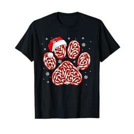 Candy Canes In Dog Paw Xmas Dog Cat Owner Family Kids T-Shirt