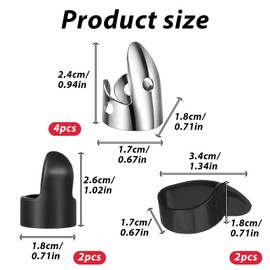8 Pcs Guitar Finger Picks, tainless Steel Banjo Picks Adjustable Finger and Thumb Pick for Guitar Silver, Black