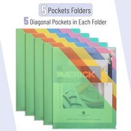 Mr. Pen- 5-Pocket Folder, 5 Pack, Assorted Colors, Letter Size, Colored File Folders, Letter File Folders, Color Folders, Office File Folders, Office Supplies File Folders, Colored Folders for Files