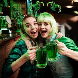 COCIDE 12Pcs Pom Pom Headbands Party Headbands Tinsel Wrapped Ponytails Headbopper Headwear for Birthday Festival (Green, 12Pcs)