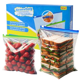 NANSIKE Freezer Bags Zip, Pack of 30 Zip Bags (2.27 L), 30 Pieces Freezer Bags (4.55 L) Freezer Bags, Reusable with Standing Base Design