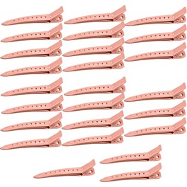 Flomiara Pin Curl Clips 25 pcs, Pink Metal Hair Styling Clips for Sectioning, Curls Extensions & Long Hair Clip DIY Duck Bill Clip, Makeup Skin Care Accessories for Women Girls (3.54 Inch)