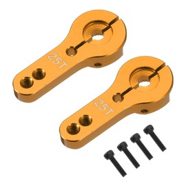 MECCANIXITY Aluminum Alloy 25T Steering Servo Arm Horn Gold for DIY RC Car/Boat/Airplane Boat Accessories 2 Pcs