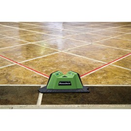 PowerSmith PLTS07 Tile and Flooring Laser Square with Two 90° Laser Lines, Two Built-In Bubble Vials, Wall Mount Plate, and Batteries Black