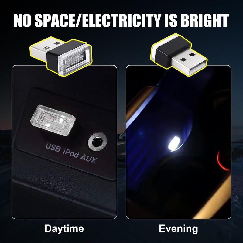 Ziciner 4 PCS USB LED Car Interior Atmosphere Lamp, Portable