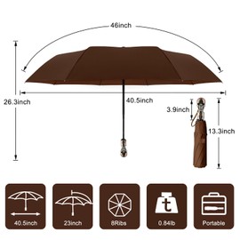 Lejorain Folding Auto Skull Umbrella - Collapsible Portable Backpack Men Windproof Umbrellas for Rain Heavy Duty