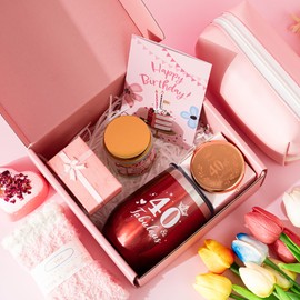 40th Birthday Gifts for Women,Happy 40th Birthday Hamper Basket for Her,Birthday Gifts for Women Turning 40 Year Old,Unique 40th Pamper Box Gifts Presents Ideas for Female Wife Best Friends Sister