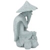 Fisherman Statue Sitting Fishing Old Man Figurine Small Desk Ornament