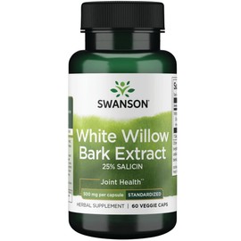 Swanson Maximum Strength White Willow Bark Extract-Promotes Joint Support & Muscle Relief-Standardized to 25% Salicin-Natural Supplement with No Stomach Irritation (60 Veggie Caps, 500mg Each)