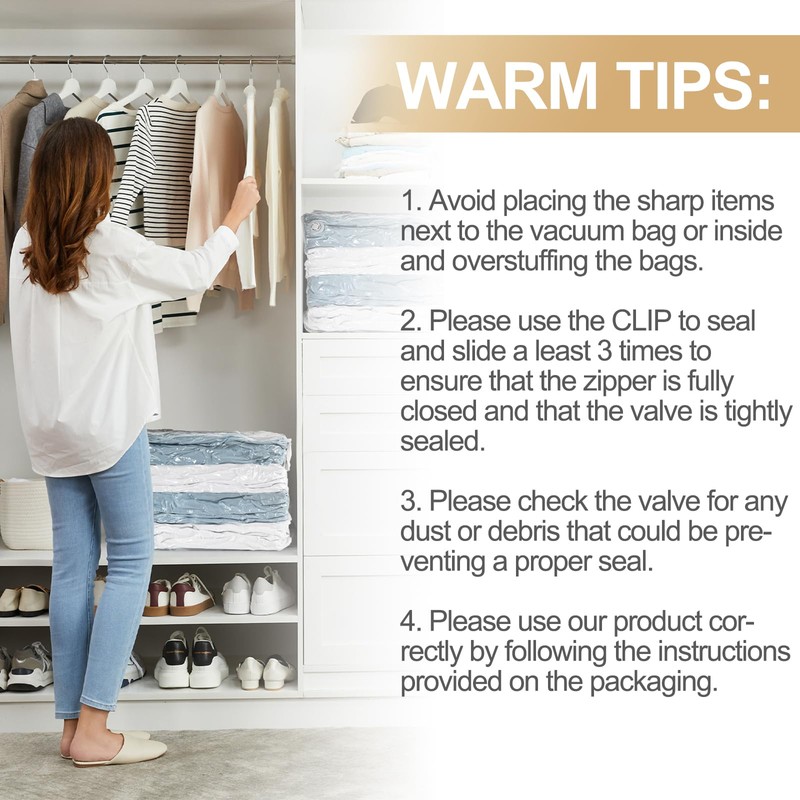 TAILI TAILI Vacuum Storage Bags 4 Pack, Jumbo Cube (31x40x15