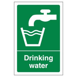 V Safety Drinking Water Sign - 200mm x 300mm - 1mm Rigid Plastic
