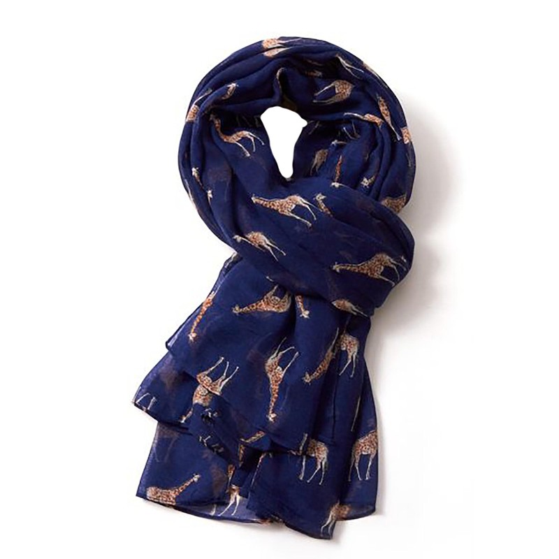 GFM® Giraffe Print Scarf - All Seasons Scarf (FLD-PSCF-GF-71-GHNL-Blue)
