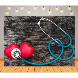 CORFOTO 9x6ft Fabric Doctor Physicians Stethoscope Photo Backdrop Doctors Appreciation Week Party Decor Nurse Graduation Backdrop Hospital Wall Hanging Background
