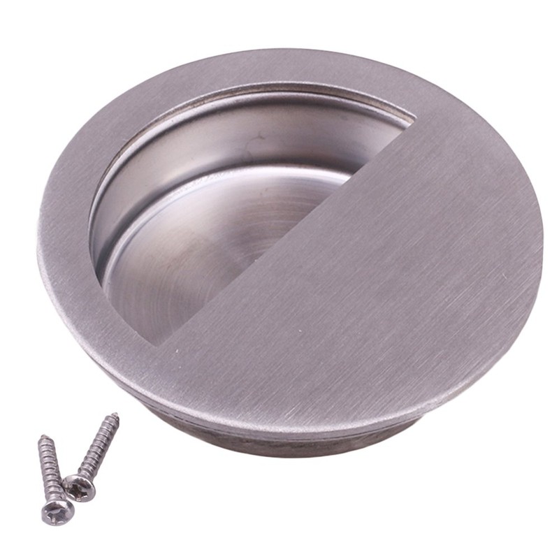 szzijia Silver Stainless Steel Round Recessed Flush Pull Drawer Cabinet